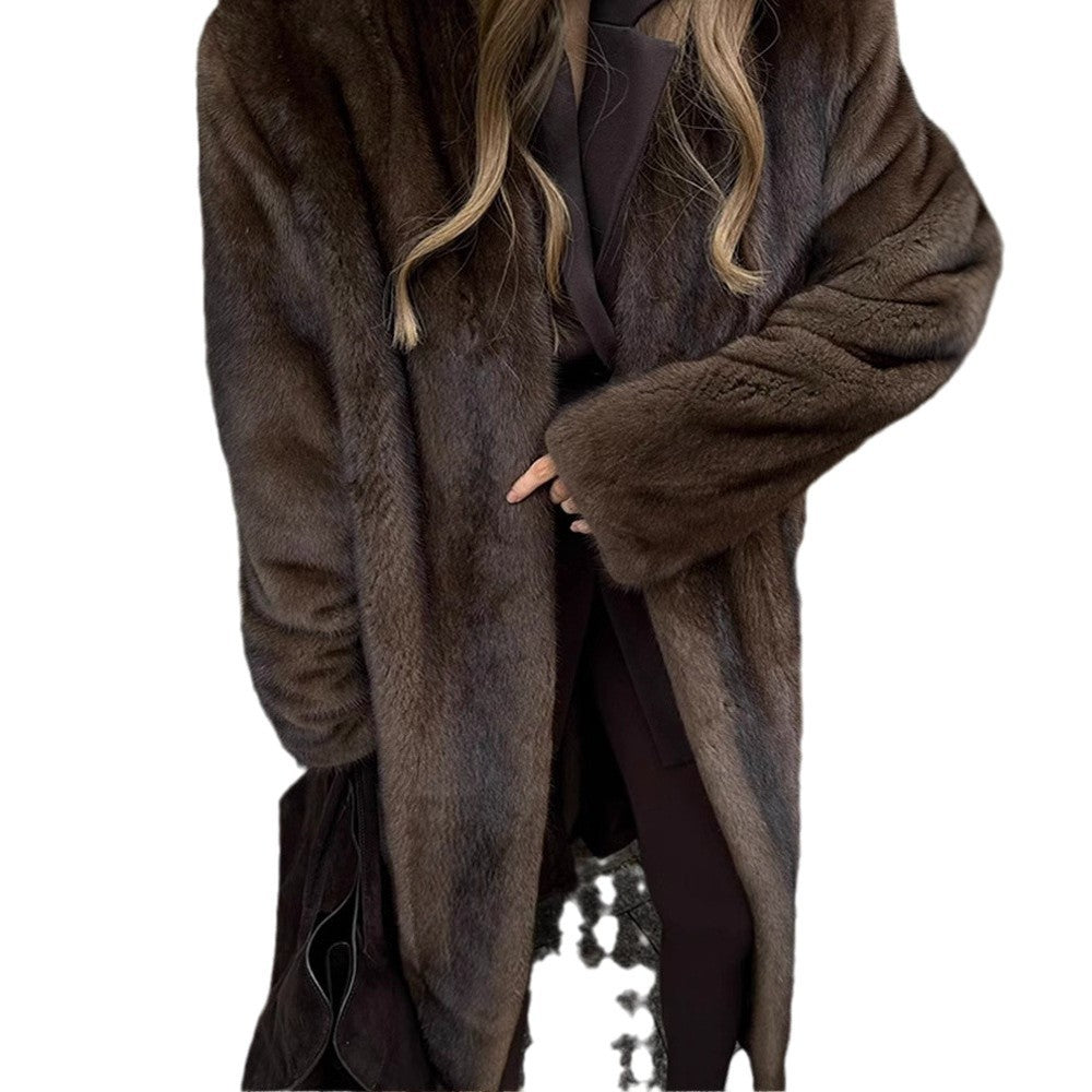 Damen Eleganter und flauschiger Langmantel aus Kunstfell Heidi-Mode