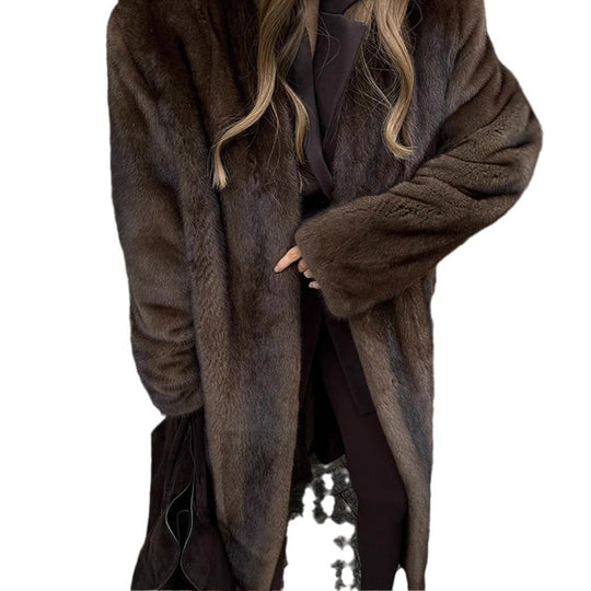 Damen Eleganter und flauschiger Langmantel aus Kunstfell Heidi-Mode