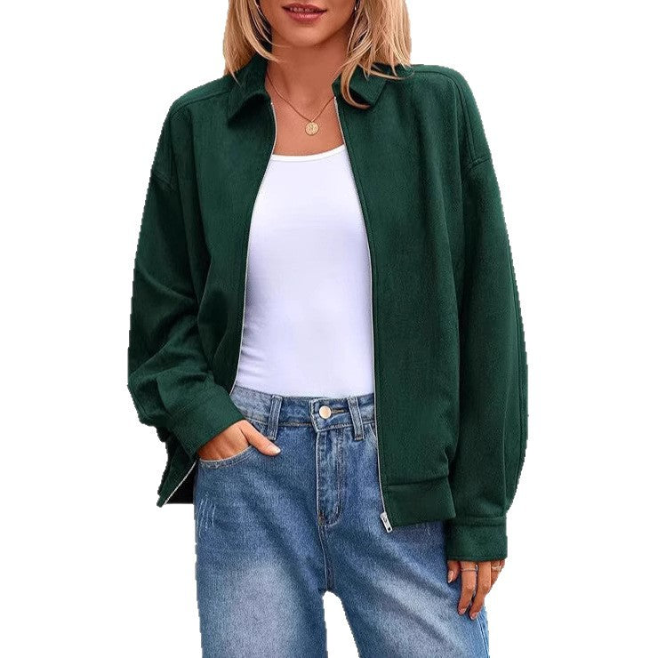 Damen lässige Übergangsjacke mit hohem Kragen und Reißverschluss Heidi-Mode