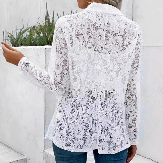 Damen Spitzenblazer mit feinen Details und lässigem Schnitt Heidi-Mode