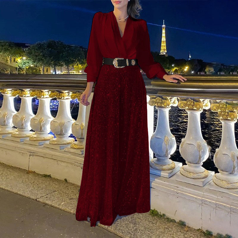 Damen Funkelndes Abendkleid mit elegantem Oberteil und glitzerndem Rock Heidi-Mode