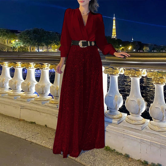 Damen Funkelndes Abendkleid mit elegantem Oberteil und glitzerndem Rock Heidi-Mode
