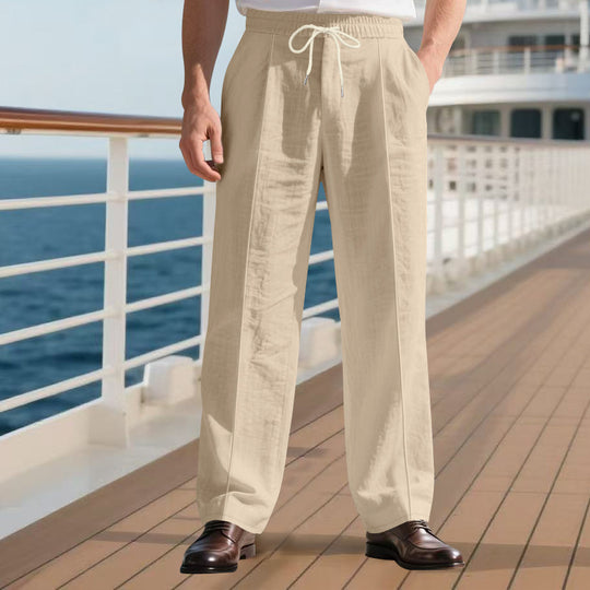 Herren elegante Freizeithose mit verstellbarem Kordelzug und atmungsaktiver Struktur Heidi-Mode