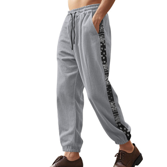 Herren Freizeit-Hose mit elastischem Bund und stylischem Bandana-Design Heidi-Mode
