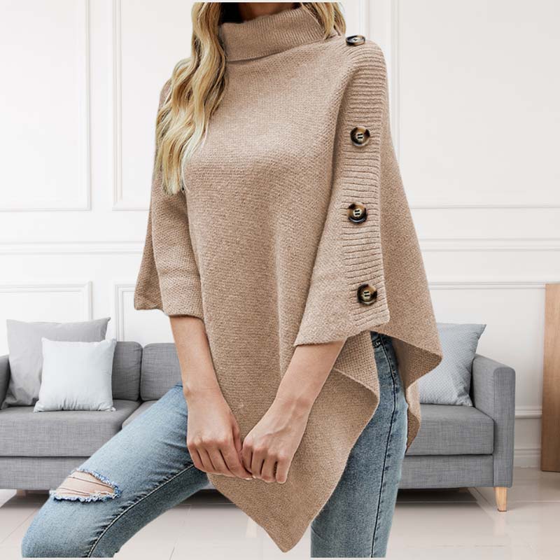 Heidi-Mode | Poncho mit Knopfdetails Akryl Elegant und Warm