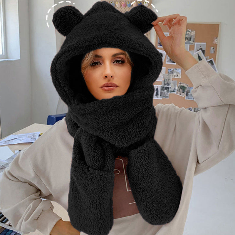 Damen Kuschelige Mütze mit Schal Heidi-Mode