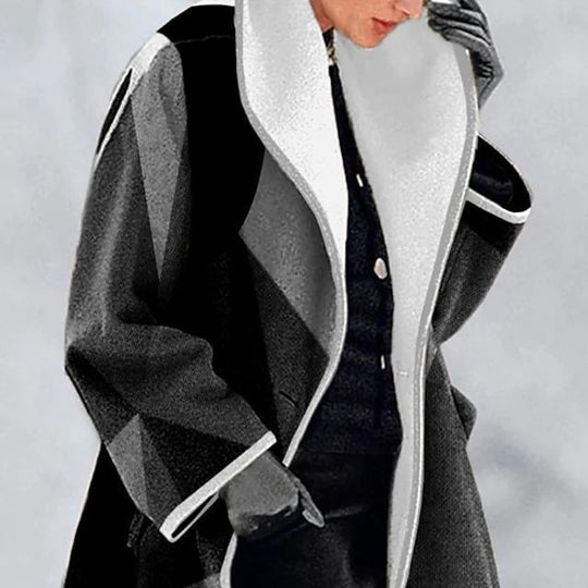 Damen Modischer Oversized Mantel mit geometrischem Design Heidi-Mode