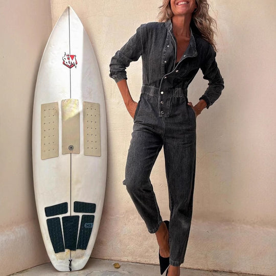 Damen Denim Jumpsuit mit taillierten Details und praktischen Taschen Heidi-Mode