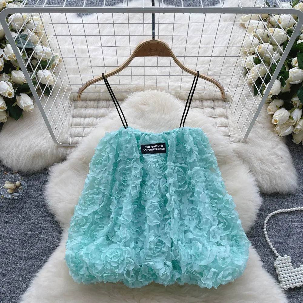 Heidi-Mode | Kurzes Top mit dreidimensionalen Blumen