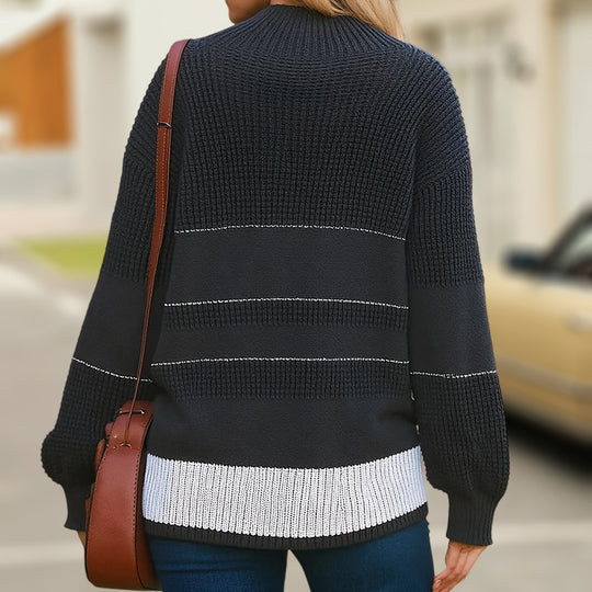Damen modischer Strickpullover mit strukturiertem Kragen und Knopfdetails Heidi-Mode