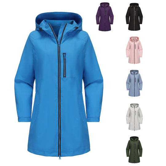 Damen modische Regenjacke mit Kapuze und praktischen Taschen Heidi-Mode