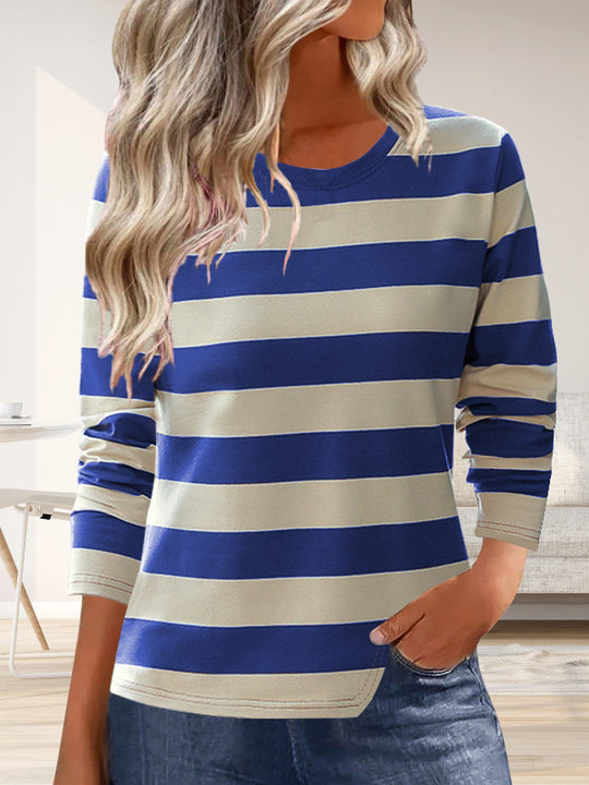 Damen Langarmshirt mit modernem Streifenmuster und bequemer Passform Heidi-Mode