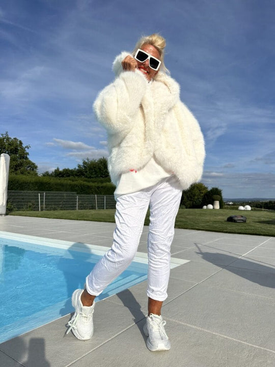 Damen Modische Fleecejacke mit weich gefüttertem Kragen und weitem Schnitt Heidi-Mode