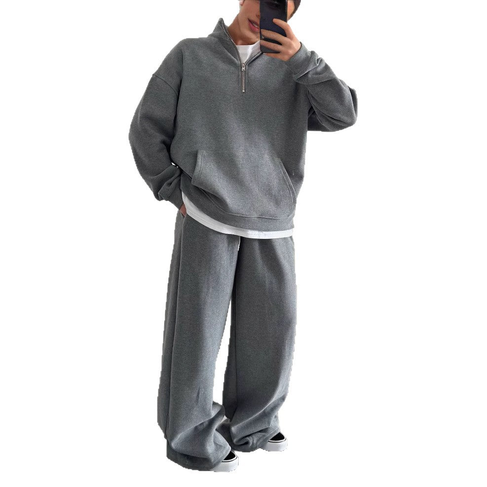 Damen gemütliches Fleece-Loungewear-Set mit hochgezogenem Kragen und lockerer Passform Heidi-Mode