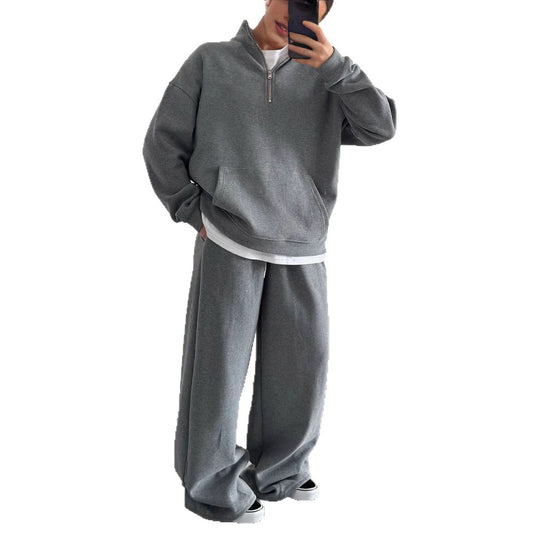 Damen gemütliches Fleece-Loungewear-Set mit hochgezogenem Kragen und lockerer Passform Heidi-Mode