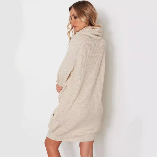 Damen Strickkleid mit weitem Kragen Heidi-Mode