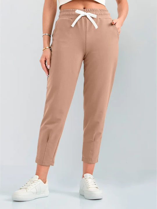Damen Elegante Jogginghose mit Kordelzug und schmalem Schnitt Heidi-Mode