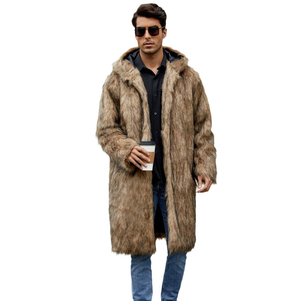 Herren Elegant gefütterter Mantel mit Kapuze Heidi-Mode