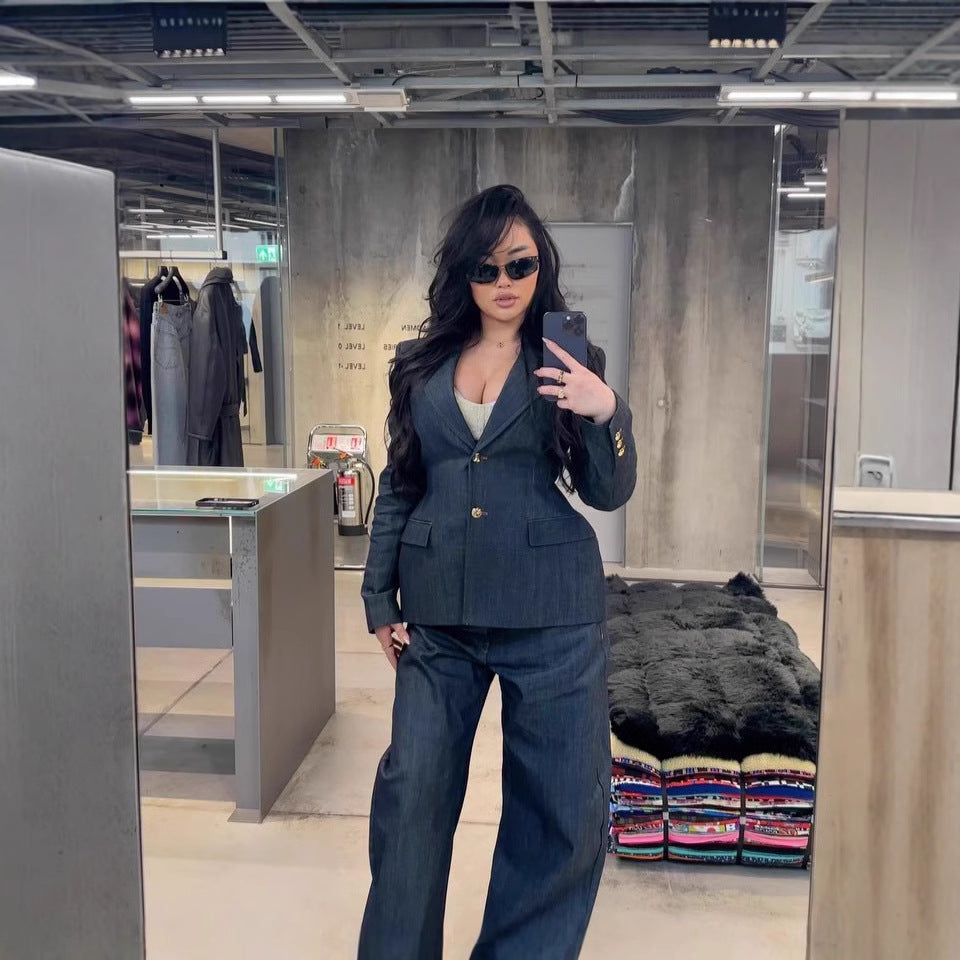 Damen Trendige Wide-Leg Jeans mit hohem Bund und lässigem Schnitt Heidi-Mode