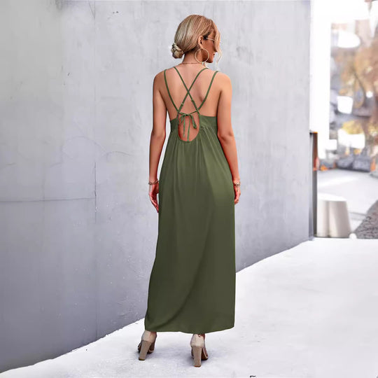 Damen Maxikleid mit feinen Spaghetti-Trägern Heidi-Mode