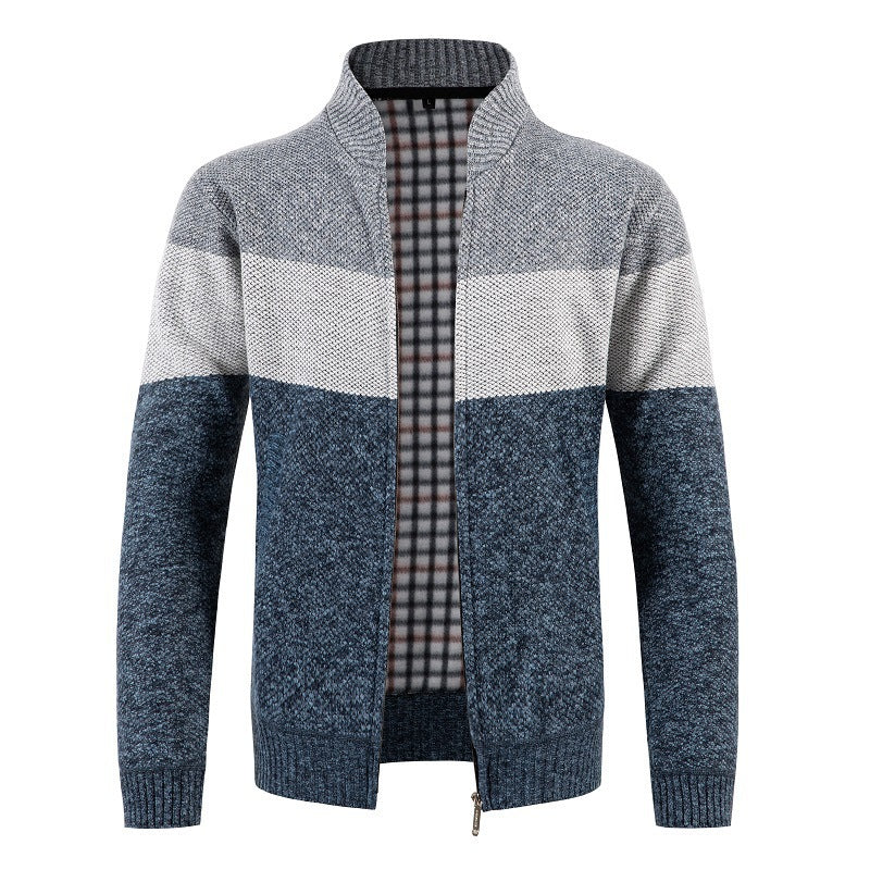 Herren Strickjacke mit modernem Farbblockdesign und kuscheligem Innenfutter Heidi-Mode