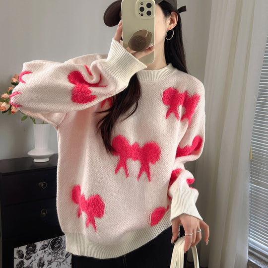 Damen kuscheliger Strickpullover mit verspieltem Muster Heidi-Mode