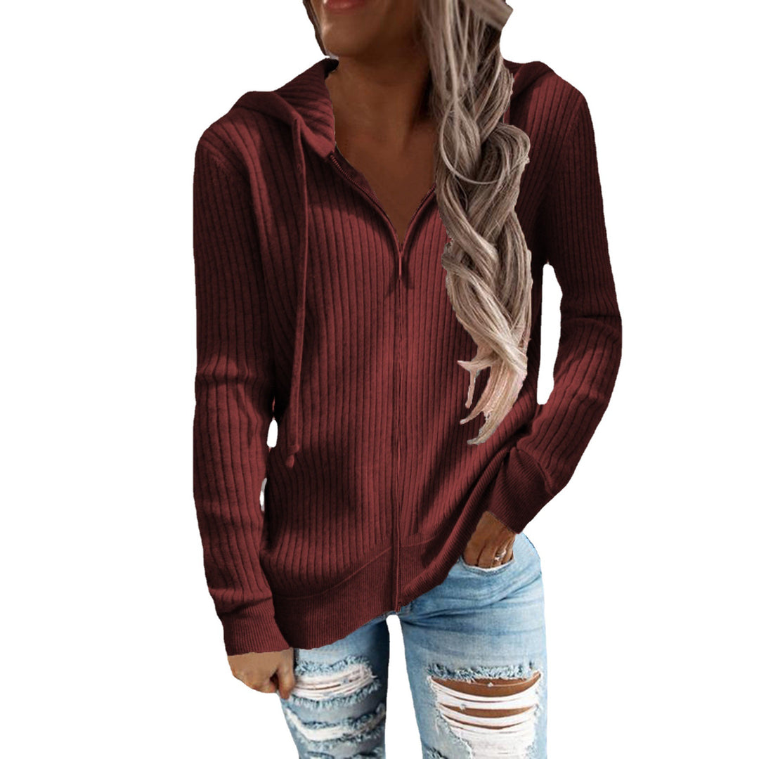 Damen Kapuzenjacke im modernen Rippenstrickdesign mit Taschen Heidi-Mode