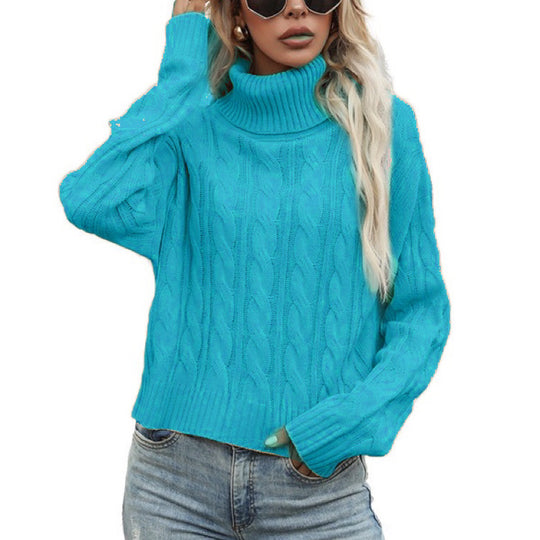 Damen Rollkragenpullover mit strukturiertem Zopfmuster und lässigem Schnitt Heidi-Mode