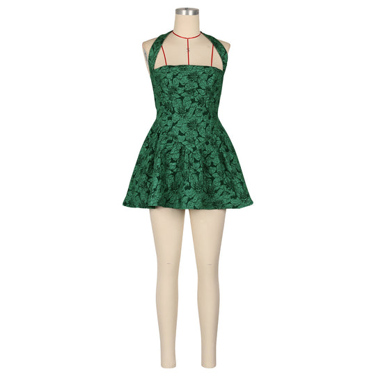 Heidi-Mode | Damen Kleidung Kleid Sexy Off Shoulder Enger Taille Puff Kleid Flocking Kleid