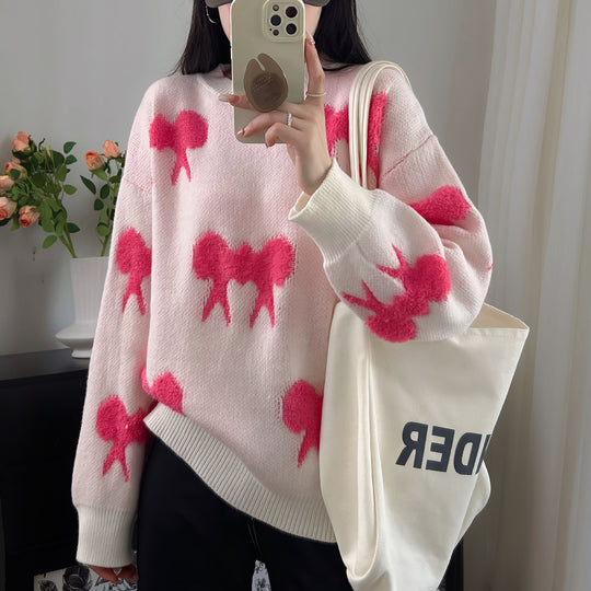 Damen kuscheliger Strickpullover mit verspieltem Muster Heidi-Mode