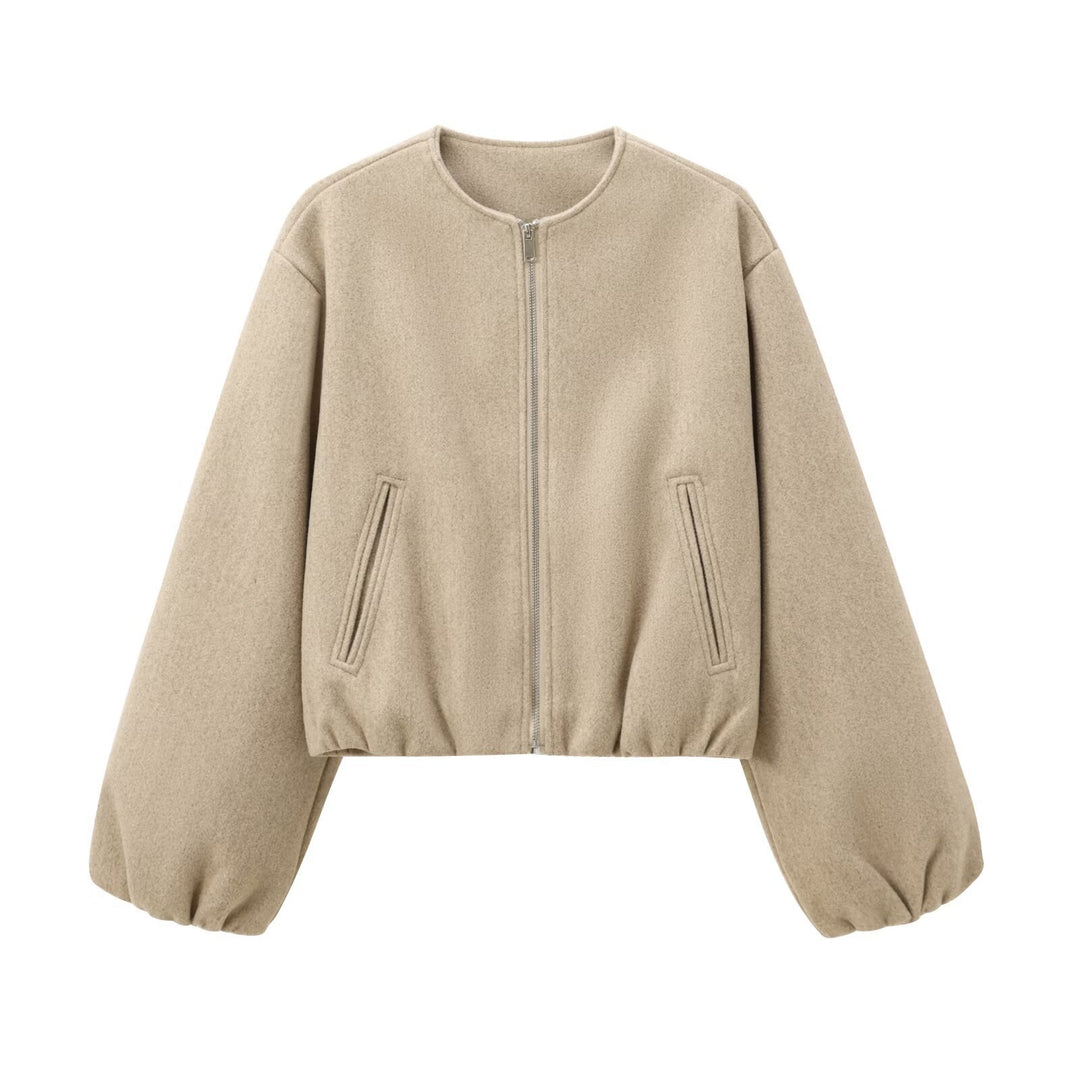 Damen modische Zip-Jacke mit oversized Ärmeln und tiefen Taschen Heidi-Mode