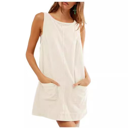 Damen lässiges Jerseykleid mit Taschen und Rundhalsausschnitt Heidi-Mode