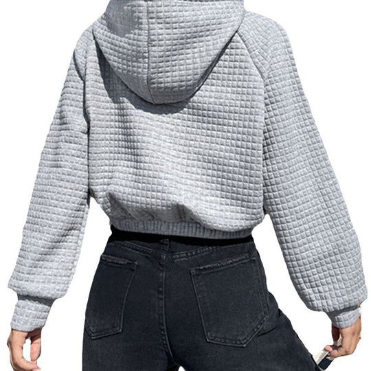 Damen modischer cropped Hoodie mit strukturierter Oberfläche Heidi-Mode