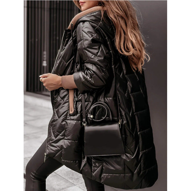 Damen Lässige Steppjacke mit Kapuze und großen Taschen Heidi-Mode