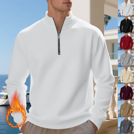 Herren sportlicher Sweatshirt mit modernem Stehkragen und Reißverschluss Heidi-Mode