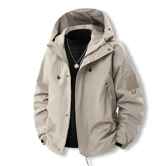 Herren funktionale Outdoor-Jacke mit verstellbarer Kapuze und praktischen Taschen Heidi-Mode