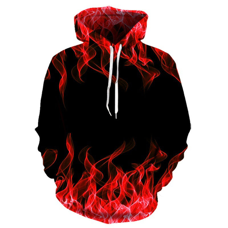 Herren Hoodie mit kreativem Flammenmuster Heidi-Mode