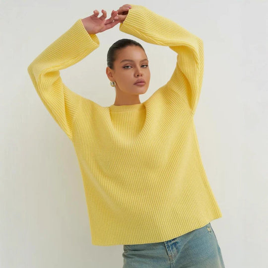 Damen Oversized Strickpullover mit strukturiertem Design und lässigem Schnitt Heidi-Mode