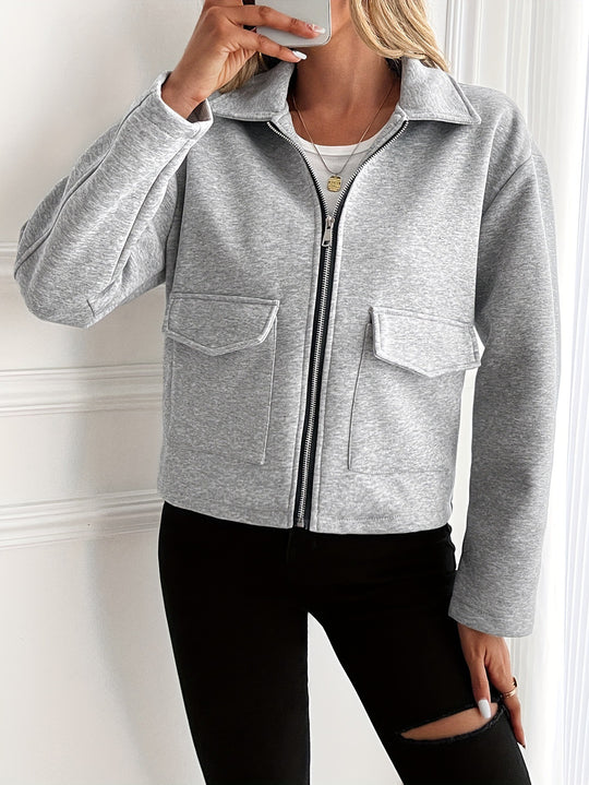 Damen lässige Zip-Jacke mit praktischen Taschen Heidi-Mode