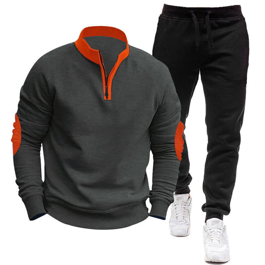 Herren Sportliches Hoodie- und Jogginganzug-Set mit kontrastierenden Ärmelakzenten Heidi-Mode
