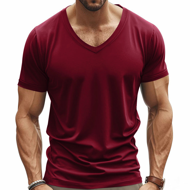 Herren Funktions-T-Shirt mit V-Ausschnitt aus atmungsaktivem Material Heidi-Mode