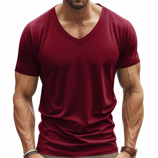 Herren Funktions-T-Shirt mit V-Ausschnitt aus atmungsaktivem Material Heidi-Mode