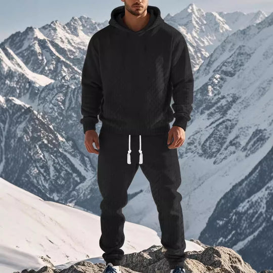 Herren kuscheliges Freizeit-Set mit Kapuze und elastischem Bund Heidi-Mode