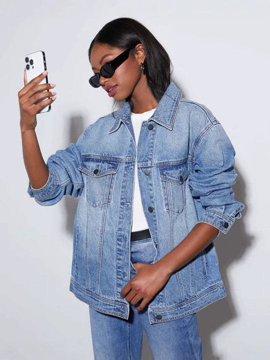 Damen Oversize Jeansjacke Heidi-Mode