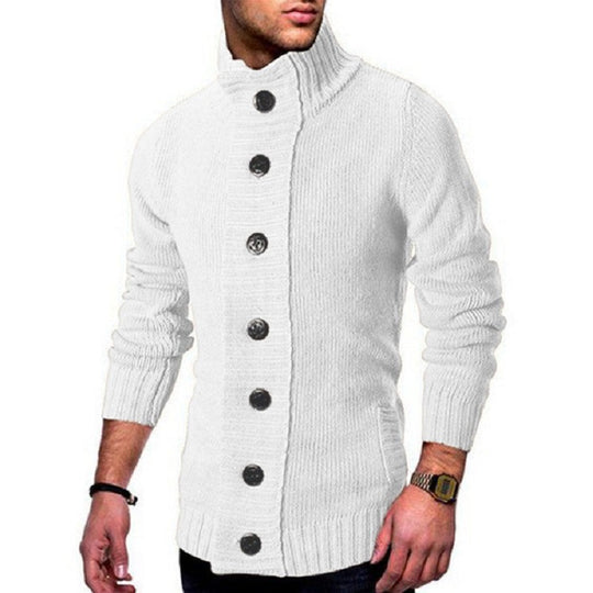 Herren modische Strickjacke mit hohem Kragen und Knopfdetails Heidi-Mode