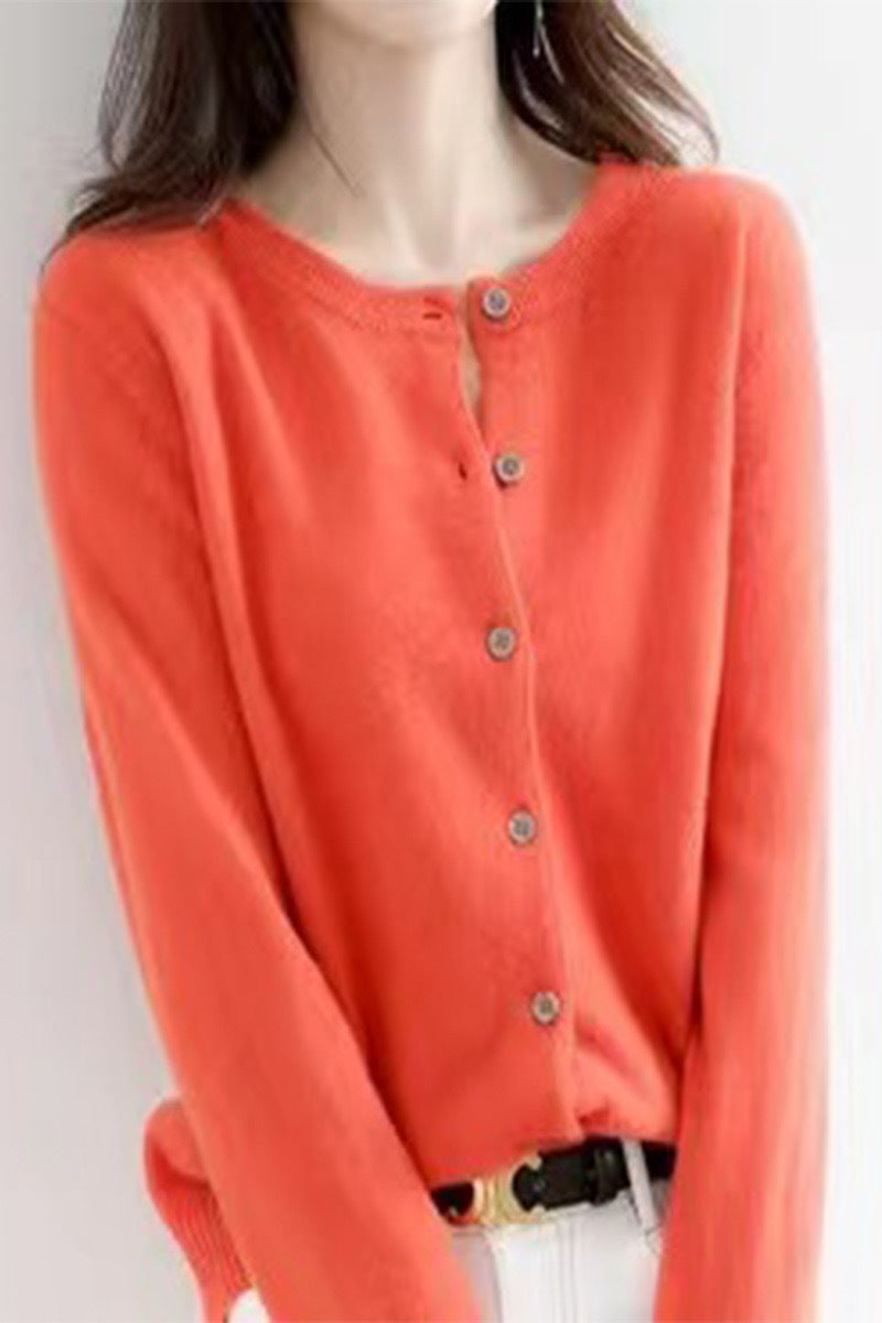 Damen Feinstrick Cardigan mit Knopfleiste und weichem Material Heidi-Mode