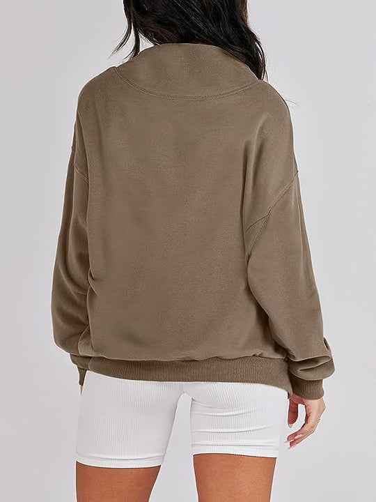 Damen lässiger Oversized Pullover mit schmalem Bund Heidi-Mode