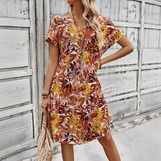 Damen leichtes Freizeitkleid mit floralem Design Heidi-Mode