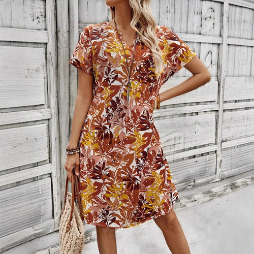 Damen leichtes Freizeitkleid mit floralem Design Heidi-Mode