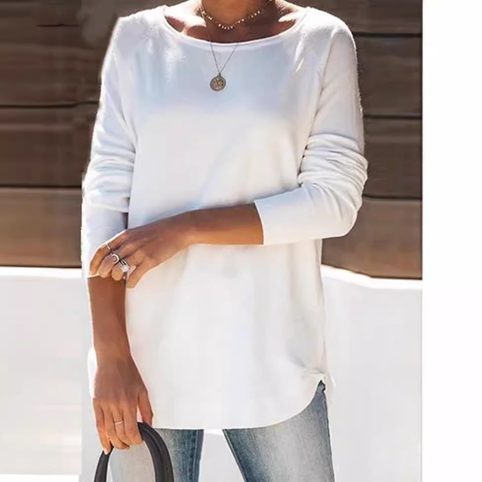 Damen gemütlicher Longsleeve mit weitem Ausschnitt Heidi-Mode